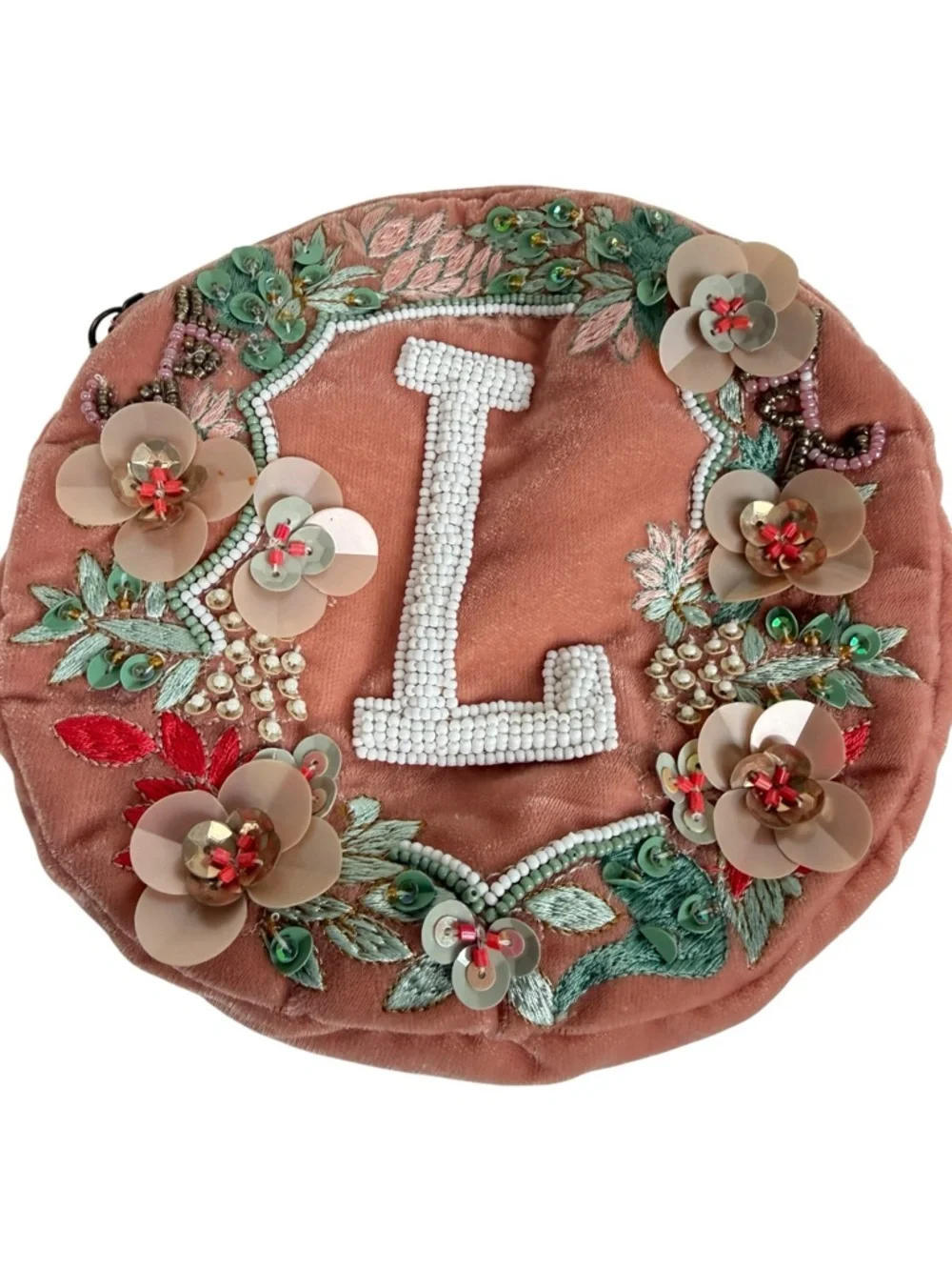 Anthropologie Anna Harlow Russo L Embellished Monogram Pouch - Picture 2 of 5